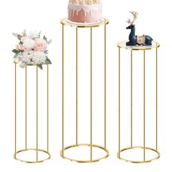 **New Gold Metal Pedestal Plant Stands – Set of 3 – $50 OBO**