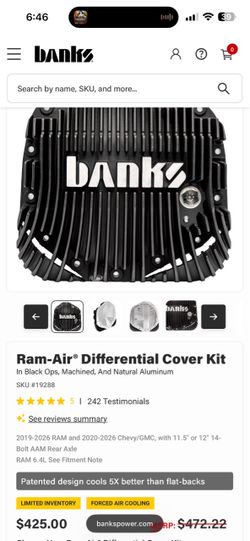 Banks Ram-Air Differential Cover Kit Black Ops