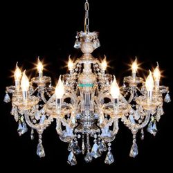 Clear Smoke Cognac Gray Fireworks 3 Ring Wave Waterfall Crystal Chandelier Light
