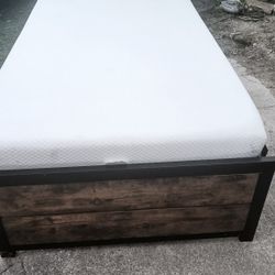 Twin Bed Frame With Clean Mattress 