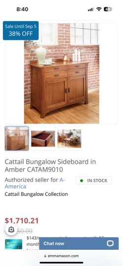 A-America Cattail Bungalow Sideboard in Amber