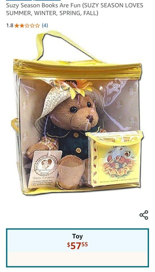 "Suzy Seasons" 2 bears and 1 bunny 6" with a huge assortment of dress up clothes and accessories and 4 mini books $25 FIRM