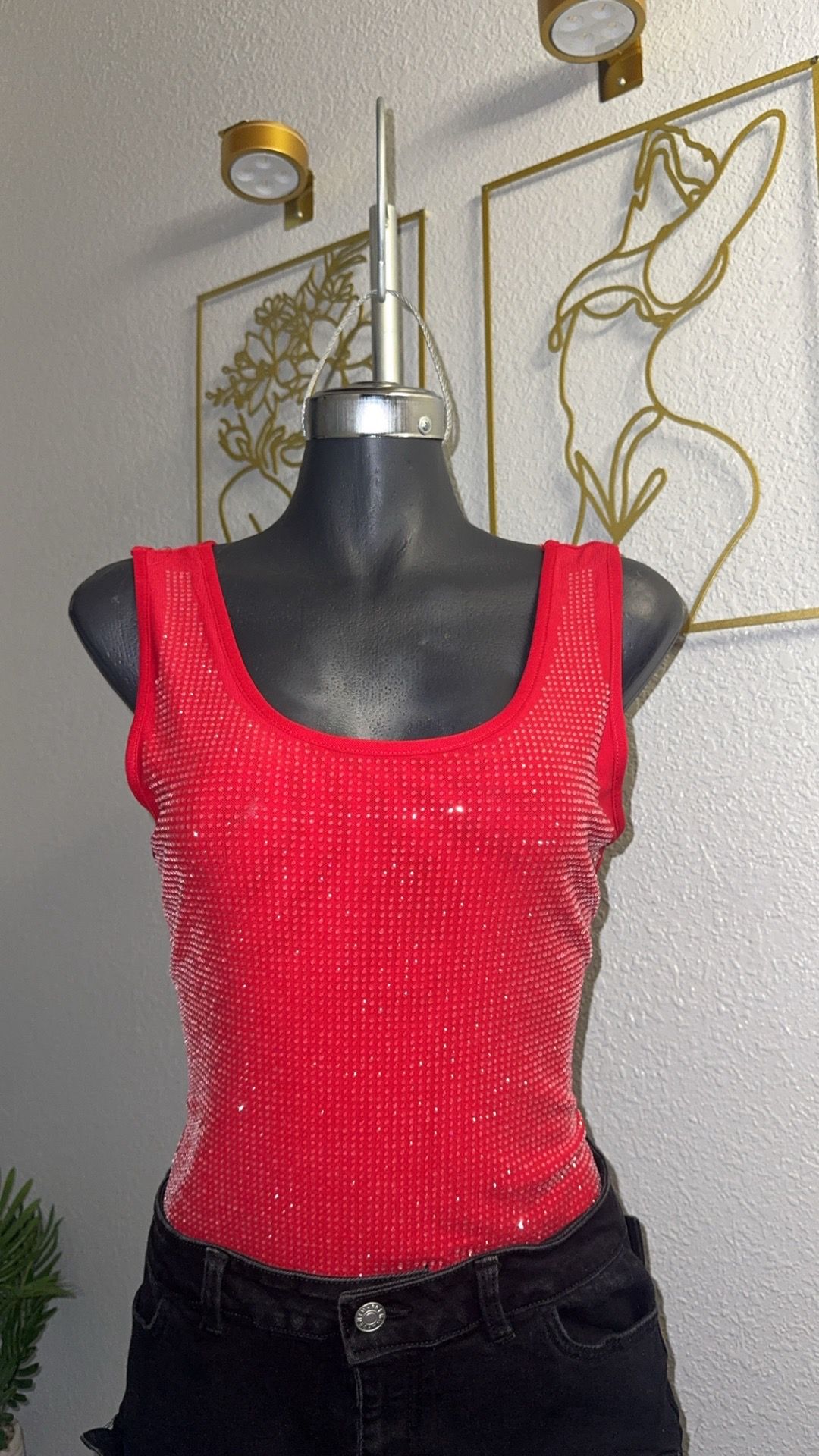 Red Rhinestone Bodysuit