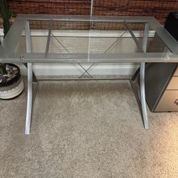 Glass /Silver Metal Desk