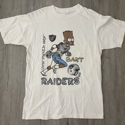 Vintage 90s Los Angeles Raiders Bart Shirt Size Large Single Stitch 