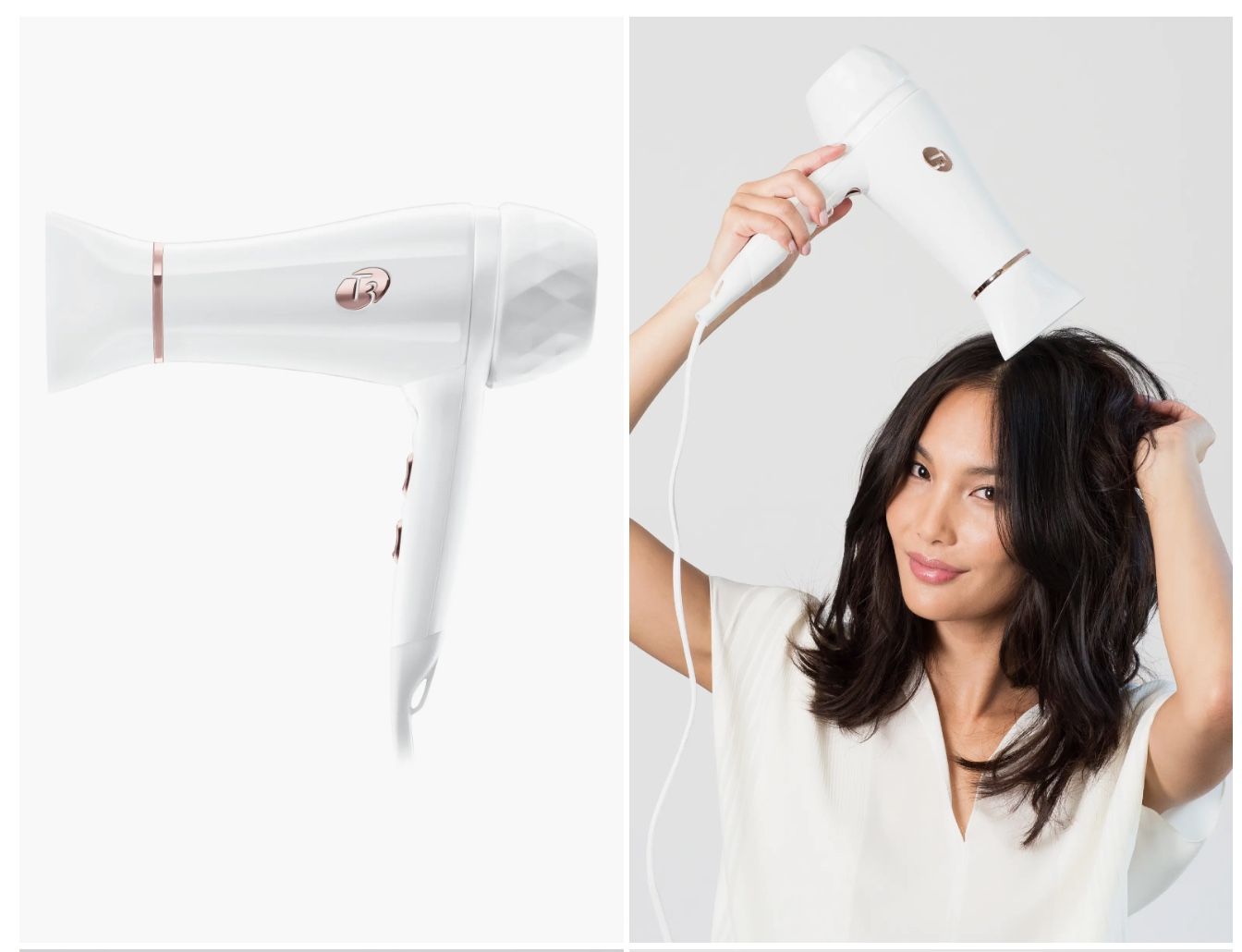 T3 Featherweight Luxe 2i Hair Dryer Model 73849 White Rose Gold