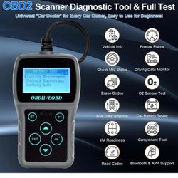 Car OBD2 Scanner Diagnostic Scan Tool Vehicle Code Reader Engine Fault Code Scanner OBD II Diagnostic Scanner with Bluetooth and Car Battery Tester An