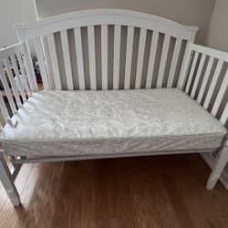 White Crib & GreenGuard mattress set
