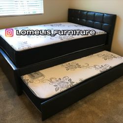 Full/Twin Expresso Trundle Beds w. Orthopedic Mattresses Included 