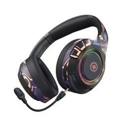 SOLUSTRE Wireless Headset Colorful Breathing Light Noise Reduction Microphone Headphone