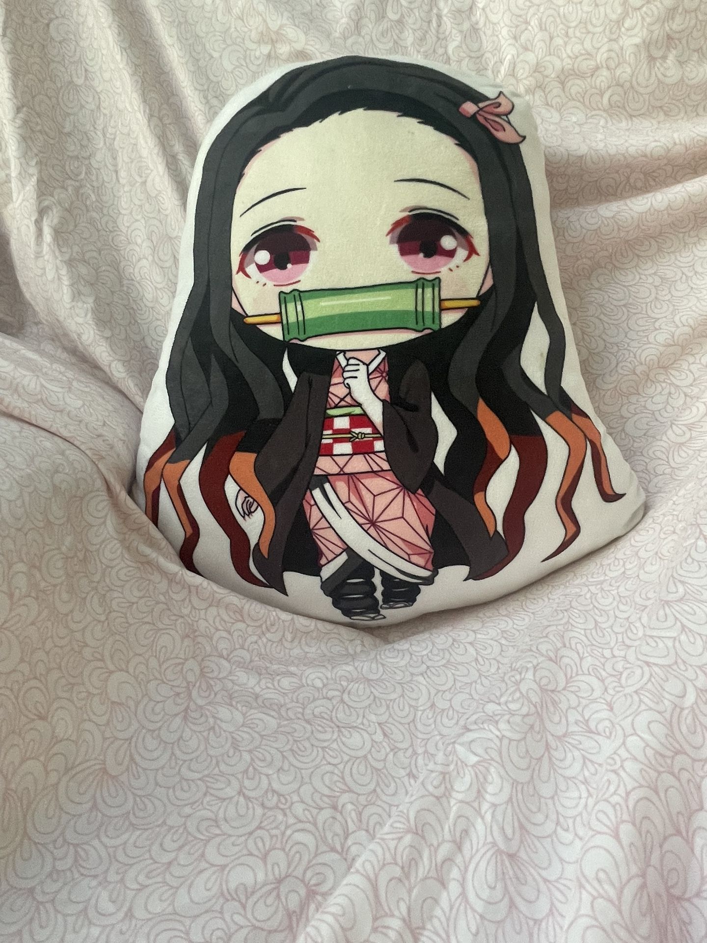 Anime Demon Slayer Character Pillow Kamado Nezuko Plush Toy Pillows 14.5 x 15.7 Inches Reversible Throw Pillows White