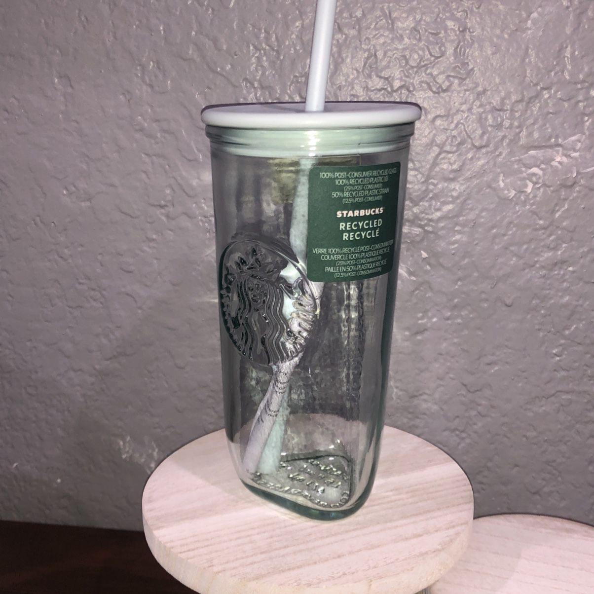 Starbucks 591ml/20oz Graceful Bellflower Double-Walled Glass Straw Cup