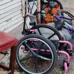 Pink Sports Lightweight Foldable Travel Wheelchair 