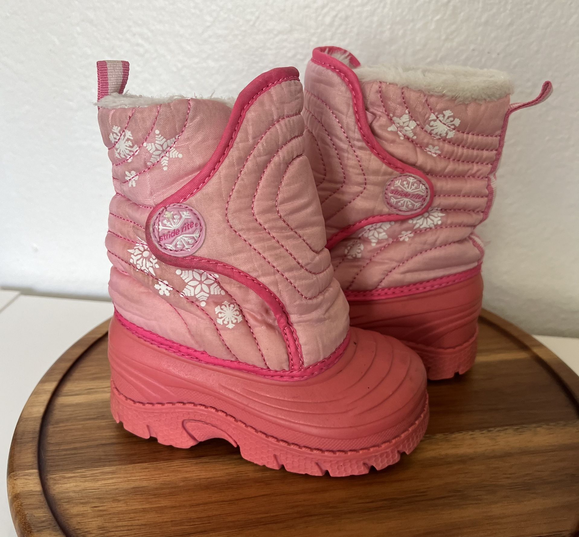 Stride Rite Pink Thermolite Snow Boots girls size 7M toddler Winter Shoes