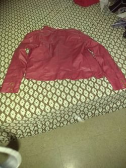 Dark red leather looking jacket
