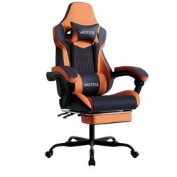 Q125-Gaming Chair with Footrest, High Back Gaming Chairs PVC Leather Ergonomic Gamer Chair with Adjustable Headrest Lumbar Support Racing Style Video 