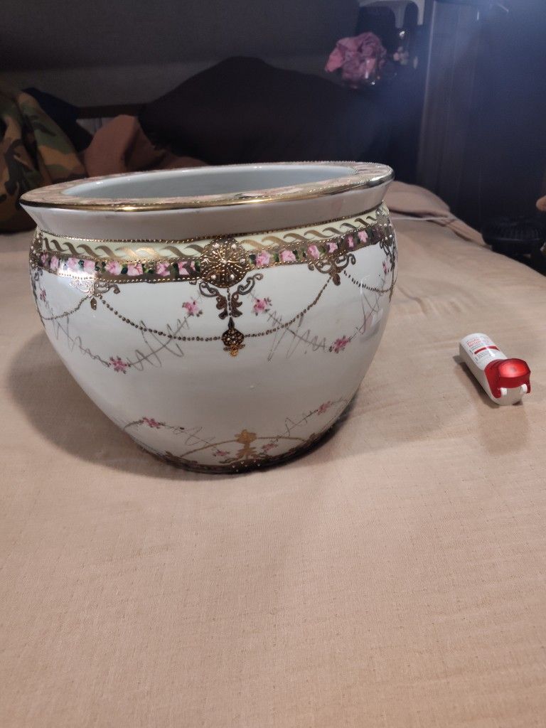 Antique Nippon Moriage Porcelain Planter