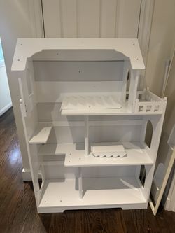 White Wooden doll House Book Case