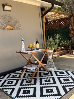 Vintage Mid Century Rolling Wooden Serving / Bar Cart .