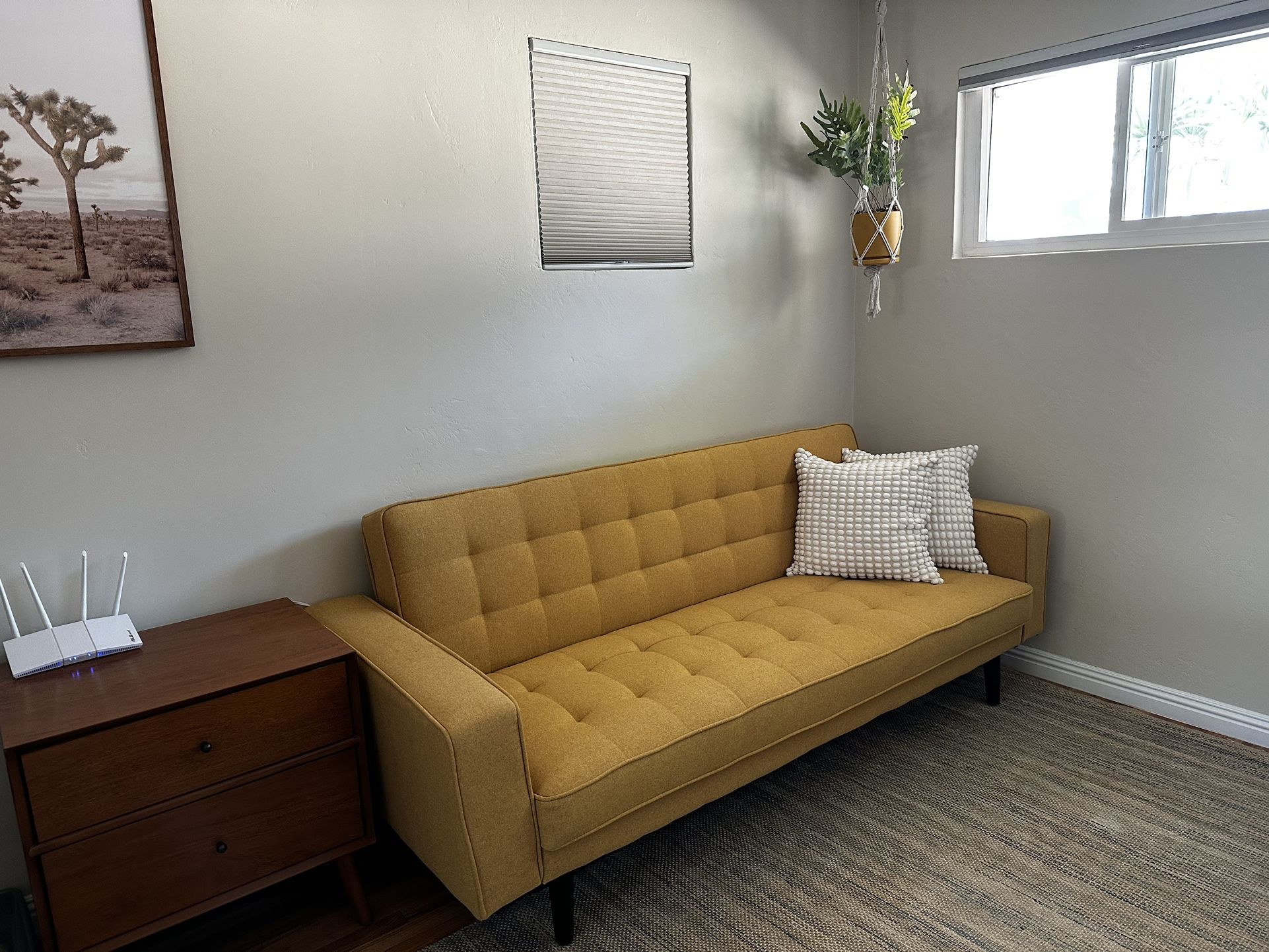 Futon Sleeper Sofa Bed - Mustard