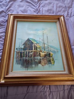 Oil painting artist name is k.woods