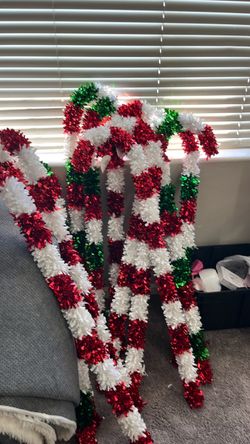 Tinsel Candy Cane Christmas Decorations Set