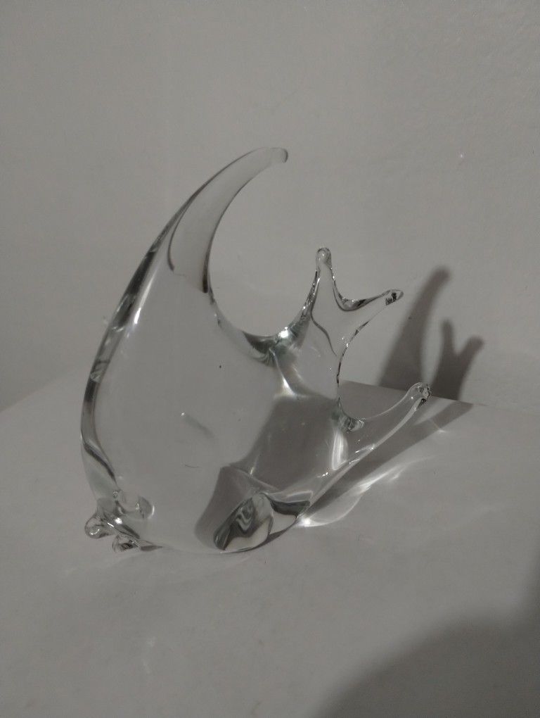 SA - MURANO GLASS  ANGELFISH FIGURINE PAPERWEIGHT 5.5"×5"×1.5" - V80