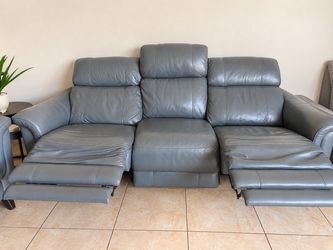 Gray Reclining Sofa Set with USB charging ports