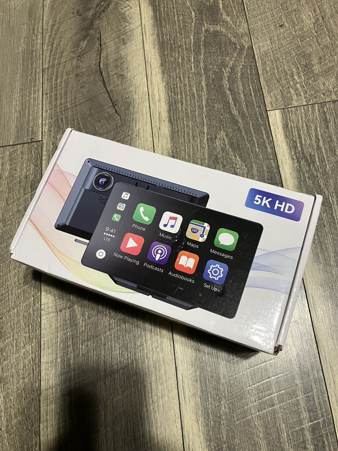 CARABC 9 Inch Carplay Screen for Car Android Auto Screen with 4K Car Recorder 1080p Waterproof Reversing Camera 64G TF Card Two Brackets Car Audio Rec