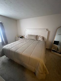 Three piece bedroom set including mattress and boxspring for $350 Three piece bedroom Cell including mattress and boxspring for $350