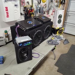 Full Audio System Rockford Fasgate P2 12inches  Amps Speakers Bluetooth Stereo See Pictures Please All In Perfect Working Condition Tested Testable 
