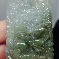 Burmese icy type A jadeite jade pendant NINE  DRAGON 