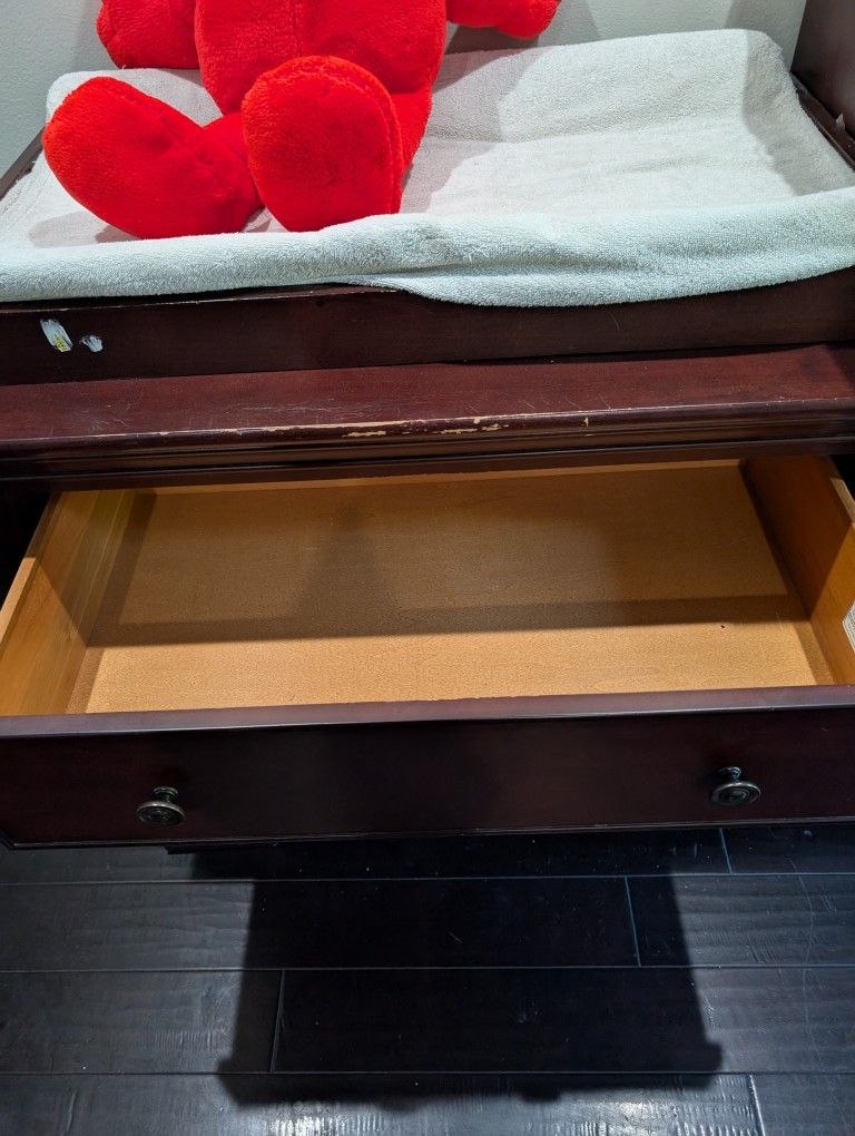 Mahogany Wooden Dresser With Changing Table