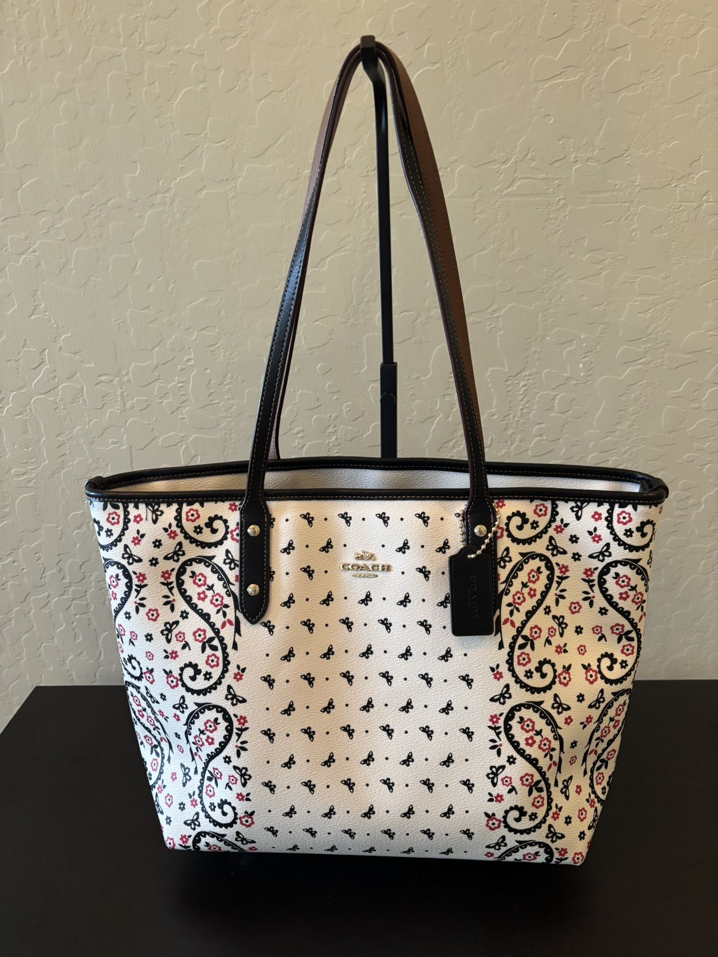 Coach Butterfly Bandana Paisley Zip Tote