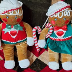 1990 Target Plush Holiday Gingerbread Boy & Girl Thumbnail