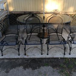 5 ~ Piece Woodard Briarwood Wrought Iron Rocking Patio Set