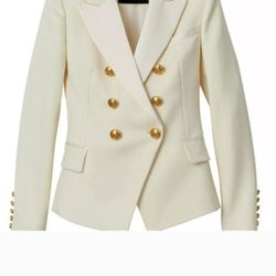 Balmain For H&M Tuxedo Blazer Cream Jacket US 4 US4 EUR 34 XS

