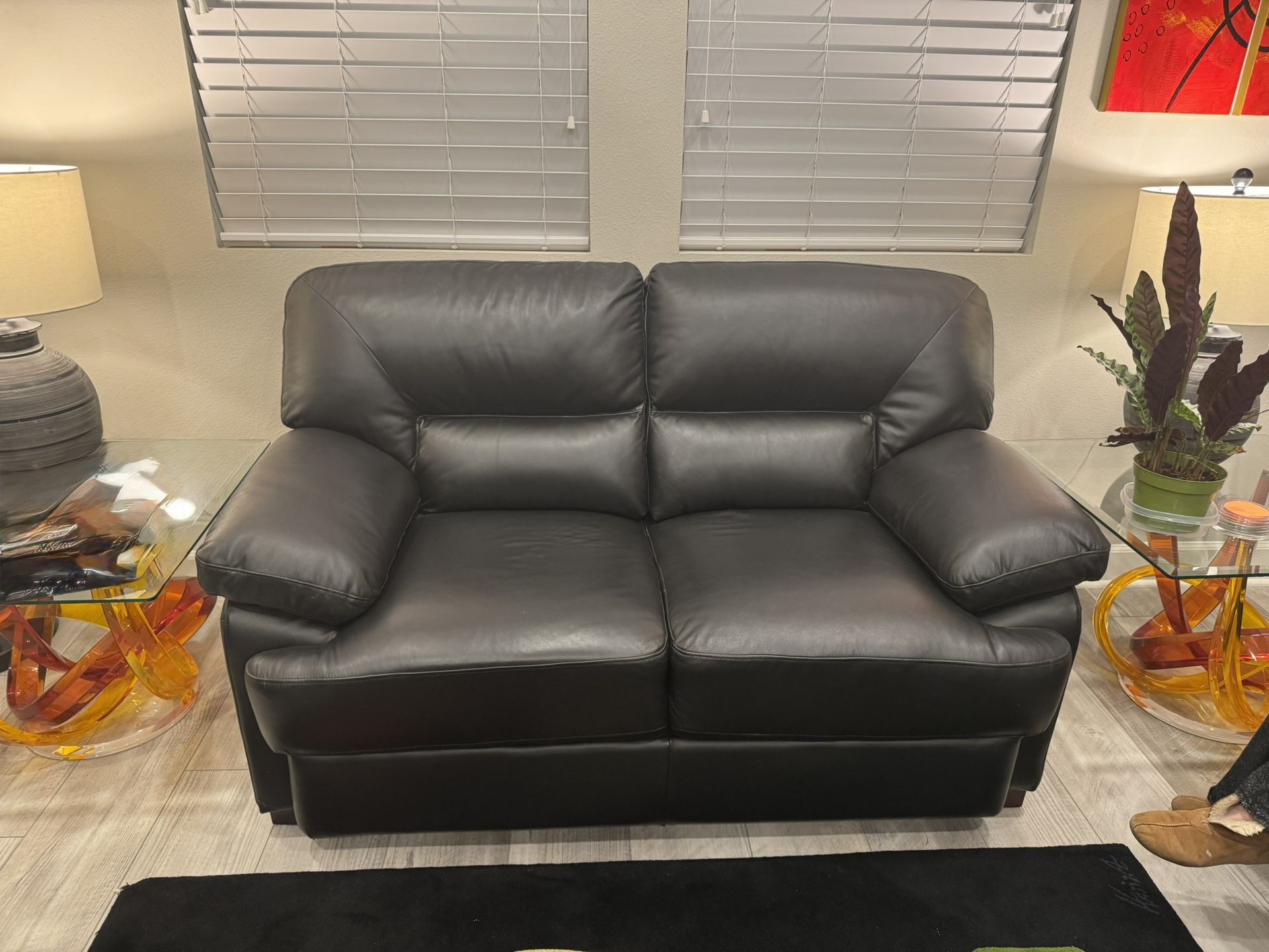 Faux Leather Black Sofa & Loveseat