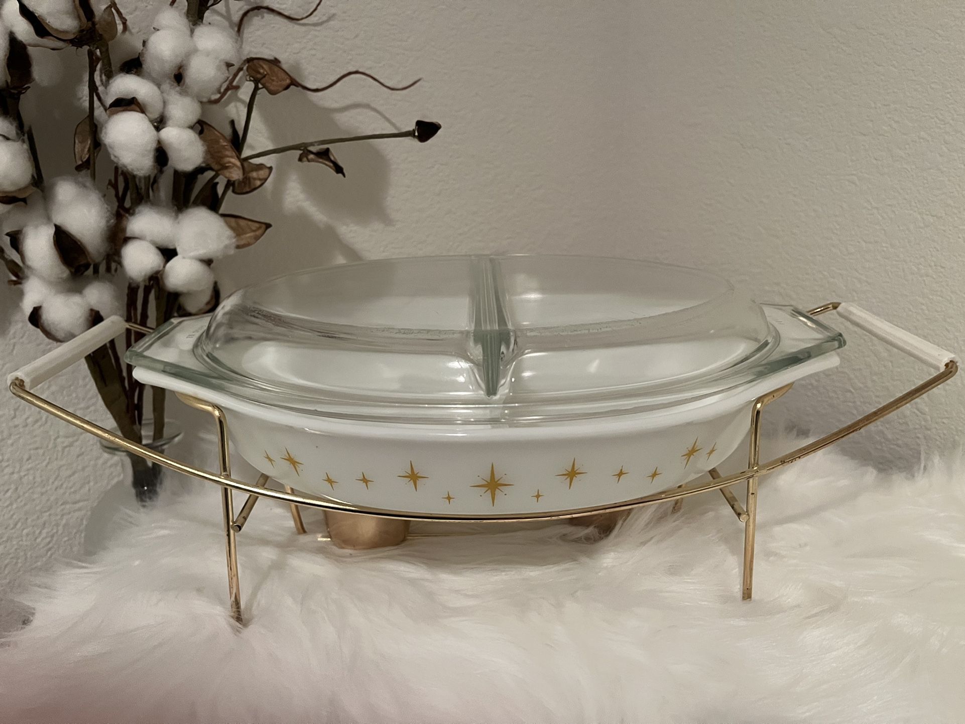 1959 Vintage Pyrex Constellation Divided Dish w/lid