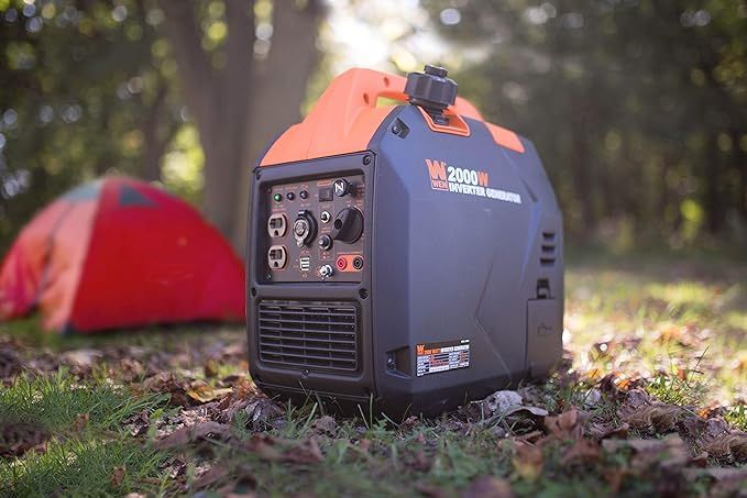 WEN 56203i Super Quiet 2000 Watt Portable Inverter Generator with Fuel Shut Off CARB Compliant Ultra Lightweight Black Orange Gasoline Auto Detailing