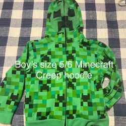 Size 5/6 Minecraft Creeper zip up hoodie