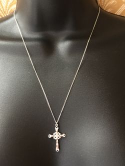 925 STER Silver Cross Necklace 20”
