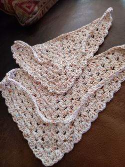 Mom and Daughter Handmade Crochet Bandana Set. Variegated 100% Cotton