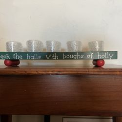 Rustic Christmas Tealight Candle Holder – “Deck the Halls”