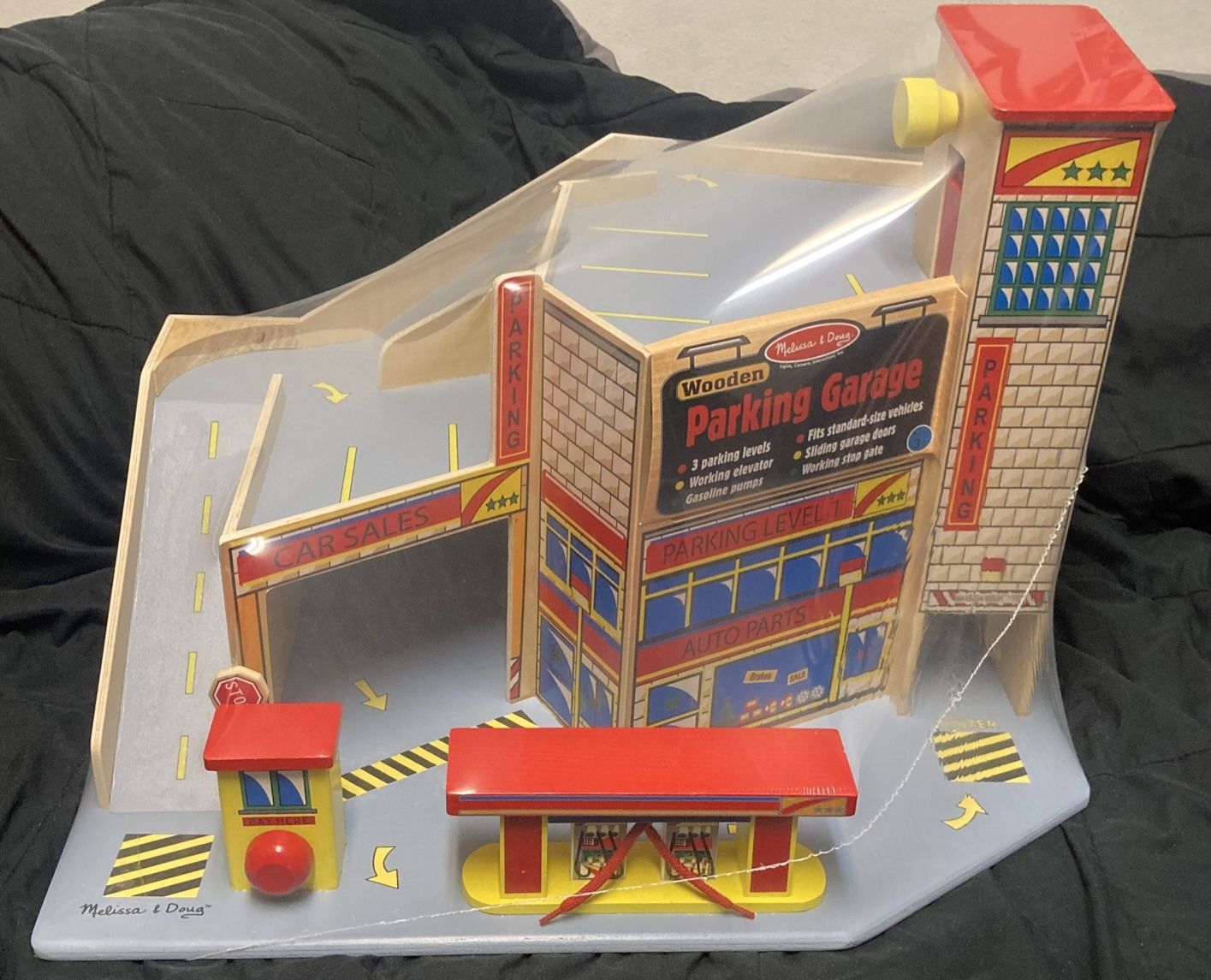 Melissa And Doug Vintage Wooden Parking Garage Elevator Sliding Doors