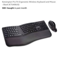Kensington Pro Fit Ergonomic Wireless Keyboard and Mouse - Black