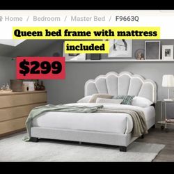 Queen Size Bed Frame With Pillow Top Mattress Included 