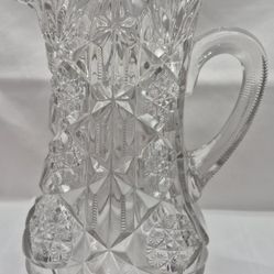Large Cut Glass MCM Crystal Glass Pitcher 
