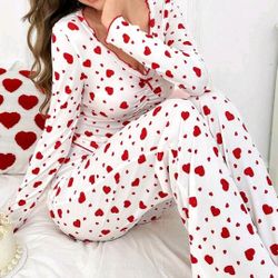 Brand New! Two Piece Valentine's Pj's For Women Size XL 