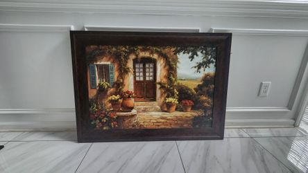 Framed Tuscan Cottage Landscape Wall Art